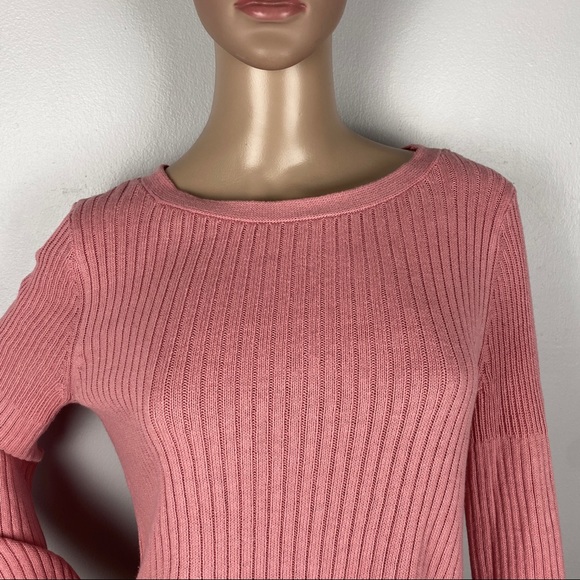 NEW RACHEL PARCELL PINK RIB KNIT SWEATER - Picture 3 of 10